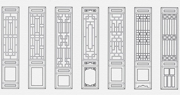 新巴尔虎左常用中式仿古花窗图案隔断设计图